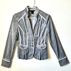 White House Black Market Gray Velvet Blazer Jacket Size 2 Small